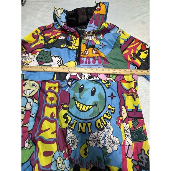 Reason Brand Half Zip Anorak Bright Flower Power Mesh Lined Windbreaker M - Picture 7 of 12